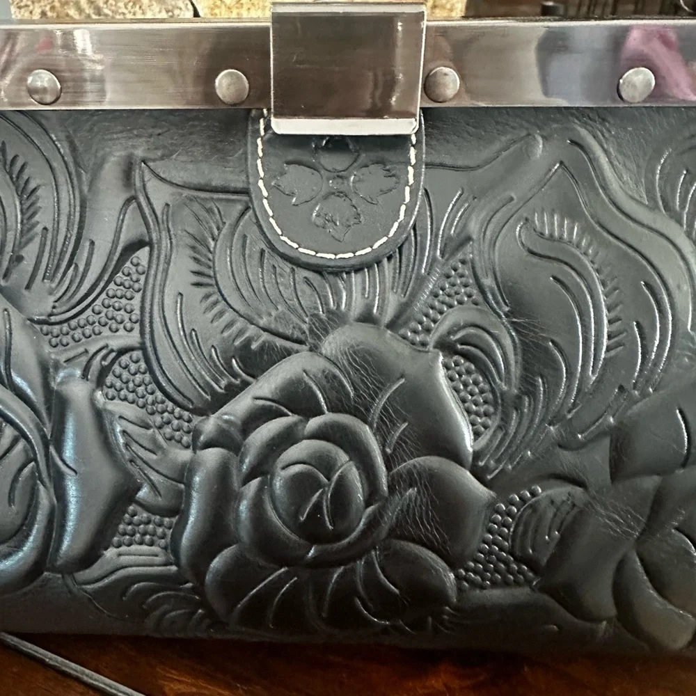 Beautiful Black Embossed Handbag by Patricia Nash - Picture 4 of 5